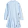 Lands’ End Girls Long Sleeve Mesh Pleated Polo Dress(Blue)