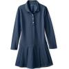 Lands’ End Girls Long Sleeve Mesh Pleated Polo Dress(Classic Navy)