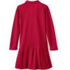 Lands’ End Girls Long Sleeve Mesh Pleated Polo Dress(Red)