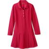 Lands’ End Girls Long Sleeve Mesh Pleated Polo Dress(Red)