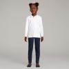 Lands’ End Girls Long Sleeve Peter Pan Collar Polo Shirt(White)