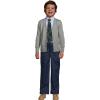 Lands’ End School Uniform Boys Cotton Modal Button Front Cardigan Sweater(Pewter Heather)