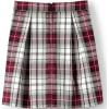 Lands’ End School Uniform Girls Plaid Skort Top of Knee(Garnet/Khaki Plaid)