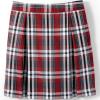 Lands’ End School Uniform Girls Plaid Skort Top of Knee(Red/Graphite Plaid)