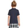 Lands’ End School Uniform Girls Short Sleeve Feminine Fit Interlock Polo Shirt(Classic Navy)