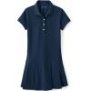 Lands’ End School Uniform Girls Short Sleeve Mesh Pleated Polo Dress(Classic Navy)