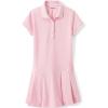 Lands’ End School Uniform Girls Short Sleeve Mesh Pleated Polo Dress(Ice Pink)