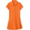 Lands’ End School Uniform Girls Short Sleeve Mesh Pleated Polo Dress(Orange Spice)