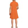 Lands’ End School Uniform Girls Short Sleeve Mesh Pleated Polo Dress(Orange Spice)