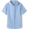 Lands’ End School Uniform Girls Short Sleeve Peter Pan Collar Broadcloth Shirt(Light Sea Blue)