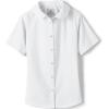 Lands’ End School Uniform Girls Short Sleeve Peter Pan Collar Broadcloth Shirt(White)