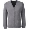 Lands’ End School Uniform Men’s Cotton Modal Button Front Cardigan Sweater(Pewter Heather)