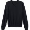 Lands’ End School Uniform Men’s Cotton Modal Fine Gauge V-Neck Sweater(Black)