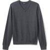 Lands’ End School Uniform Men’s Cotton Modal Fine Gauge V-Neck Sweater(Coal Heather)