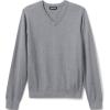 Lands’ End School Uniform Men’s Cotton Modal Fine Gauge V-Neck Sweater(Pewter Heather)