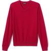 Lands’ End School Uniform Men’s Cotton Modal Fine Gauge V-Neck Sweater(Red)