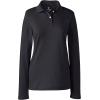 Lands’ End School Uniform Women’s Long Sleeve Feminine Fit Interlock Polo Shirt(Black)