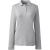 Lands’ End School Uniform Women’s Long Sleeve Feminine Fit Interlock Polo Shirt(Gray Heather)