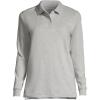 Lands’ End School Uniform Women’s Long Sleeve Interlock Polo Shirt(Gray Heather)