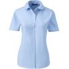 Lands’ End School Uniform Women’s Short Sleeve Peter Pan Collar Broadcloth Shirt(Light Sea Blue)