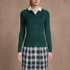 Lands’ End School Uniform Young Women’s Cotton Modal Cardigan Sweater(Evergreen)