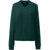 Lands’ End School Uniform Young Women’s Cotton Modal V-Neck Sweater(Evergreen)