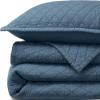 Lands’ End Solid Diamond Double Voile Quilt White Twin(Bering Sea Blue)