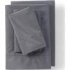 Lands’ End 300 Percale Solid Sheet Set Ivory Twin(Rich Steel)