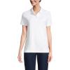 Lands’ End Essentials Women’s Short Sleeve All Day Comfort Polo Shirt – 100% Cotton Won’t Shrink Pill Fade(White)