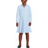 Lands’ End Girls Long Sleeve Mesh Pleated Polo Dress(Blue)