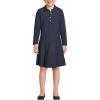 Lands’ End Girls Long Sleeve Mesh Pleated Polo Dress(Classic Navy)