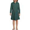 Lands’ End Girls Long Sleeve Mesh Pleated Polo Dress(Evergreen)