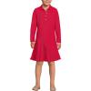 Lands’ End Girls Long Sleeve Mesh Pleated Polo Dress(Red)