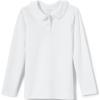 Lands’ End Girls Long Sleeve Ruffled Peter Pan Collar Knit Shirt(White)
