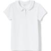 Lands’ End Girls Short Sleeve Ruffled Peter Pan Collar Knit Shirt(White)