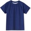 Lands’ End Girls Slim Short Sleeve Crew Neck UPF 50 Swim Rash Guard(Deep Sea Navy)