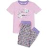 Lands’ End Kids Short Sleeve Top and Jogger Bottom Pajama Set(Purple Graze Ditsy Floral)