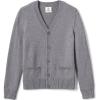 Lands’ End School Uniform Boys Cotton Modal Button Front Cardigan Sweater(Pewter Heather)