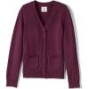 Lands’ End School Uniform Girls Cotton Modal Button Front Cardigan Sweater(Burgundy)