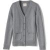 Lands’ End School Uniform Girls Cotton Modal Button Front Cardigan Sweater(Pewter Heather)