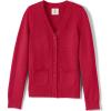 Lands’ End School Uniform Girls Cotton Modal Button Front Cardigan Sweater(Red)