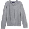 Lands’ End School Uniform Girls Cotton Modal Cardigan Sweater(Pewter Heather)