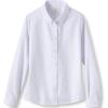 Lands’ End School Uniform Girls Long Sleeve Oxford Dress Shirt(White)