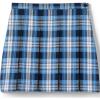 Lands’ End School Uniform Girls Plaid Box Pleat Skirt Top of The Knee(Clear Blue Plaid)