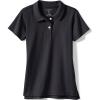 Lands’ End School Uniform Girls Short Sleeve Feminine Fit Interlock Polo Shirt(Black)