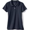 Lands’ End School Uniform Girls Short Sleeve Feminine Fit Interlock Polo Shirt(Classic Navy)