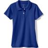 Lands’ End School Uniform Girls Short Sleeve Feminine Fit Interlock Polo Shirt(Cobalt)