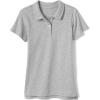Lands’ End School Uniform Girls Short Sleeve Feminine Fit Interlock Polo Shirt(Gray Heather)