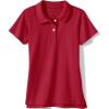 Lands’ End School Uniform Girls Short Sleeve Feminine Fit Interlock Polo Shirt(Red)