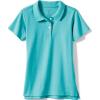 Lands’ End School Uniform Girls Short Sleeve Feminine Fit Interlock Polo Shirt(Teal Breeze)